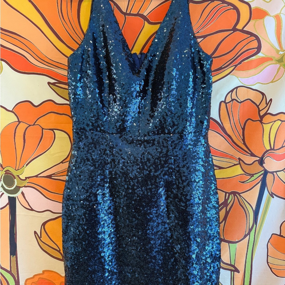 Elegant Blue Sequin Dress